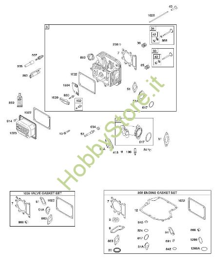 F - Testata, set guarnizioni motore, set guarnizioni valvola, collettore di aspirazione, valvole B&S - 21 €¦ 21B807-0135-B1 brand Stihl